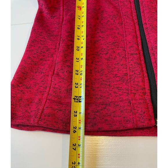 Calvin Klein Fleece Jacket Full Zip Pockets Red Black Heather Sz M Athleisure - Picture 12 of 12